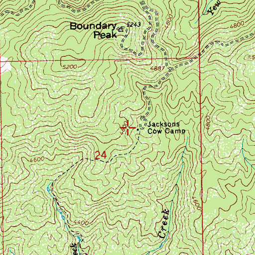 Topographic Map of Jacksons Cow Camp, ID