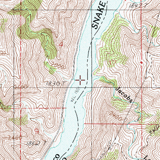 Topographic Map of Jacobs Ladder Creek, ID