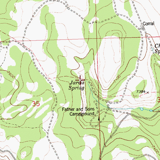 Topographic Map of Jarvis Spring, ID
