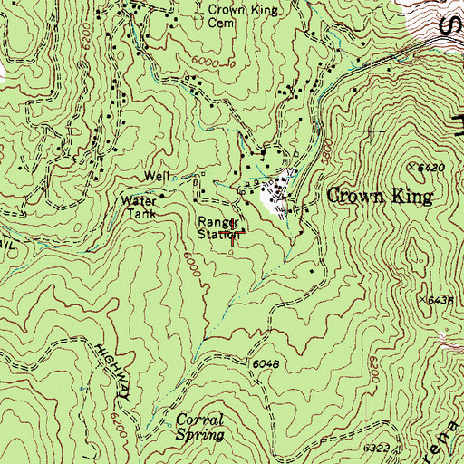 Topographic Map of Crown King Ranger Station, AZ