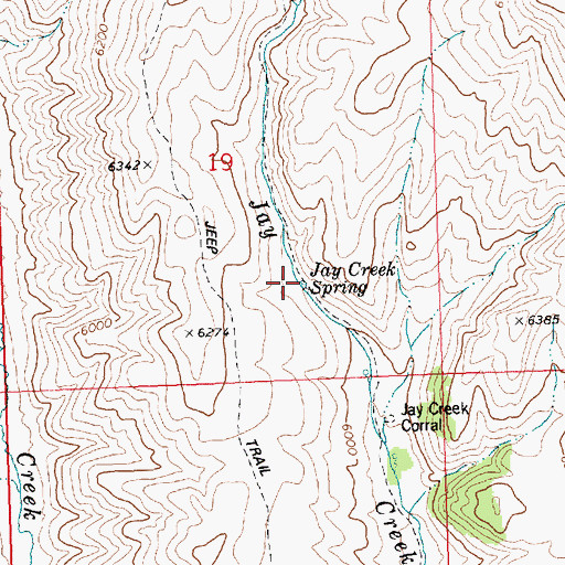 Topographic Map of Jay Creek Spring, ID