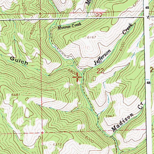 Topographic Map of Jefferson Creek, ID