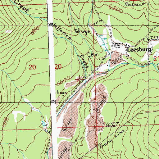 Topographic Map of Jefferson Creek, ID