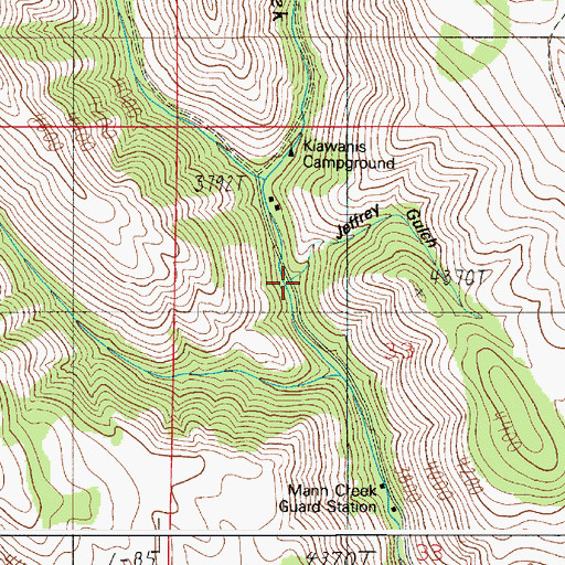 Topographic Map of Jeffrey Gulch, ID