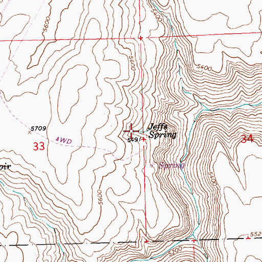 Topographic Map of Jeffs Spring, ID