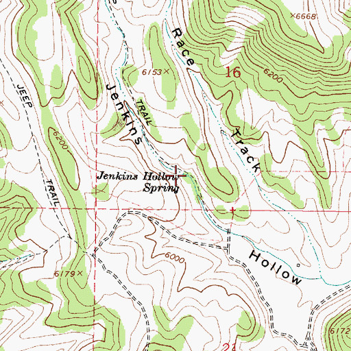 Topographic Map of Jenkins Hollow Spring, ID
