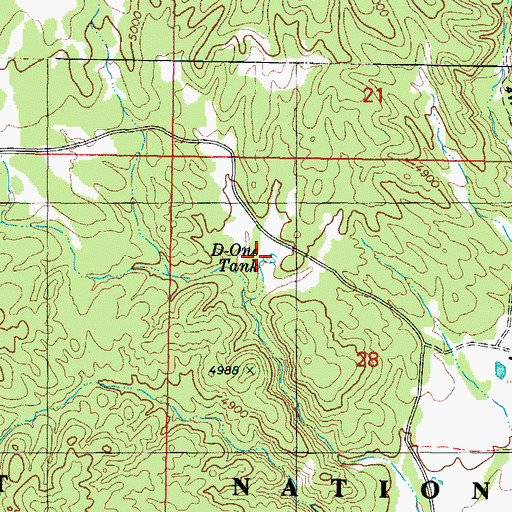 Topographic Map of D One Tank, AZ