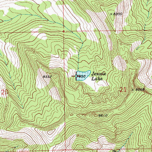 Topographic Map of Jennie Lake, ID