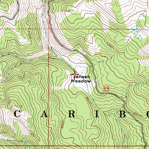 Topographic Map of Jensen Meadow, ID