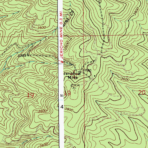 Topographic Map of Jericho Mine, ID
