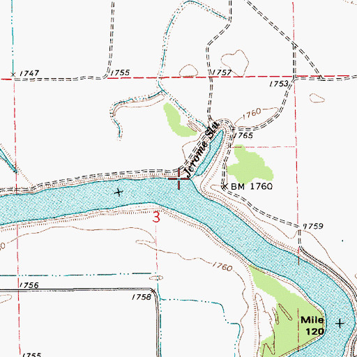 Topographic Map of Jerome Slough, ID
