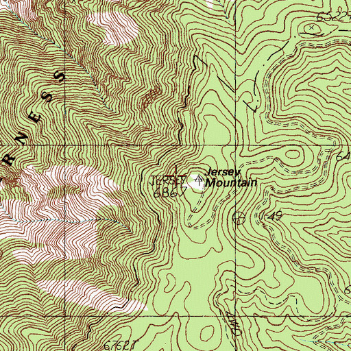 Topographic Map of Jersey Mountain, ID