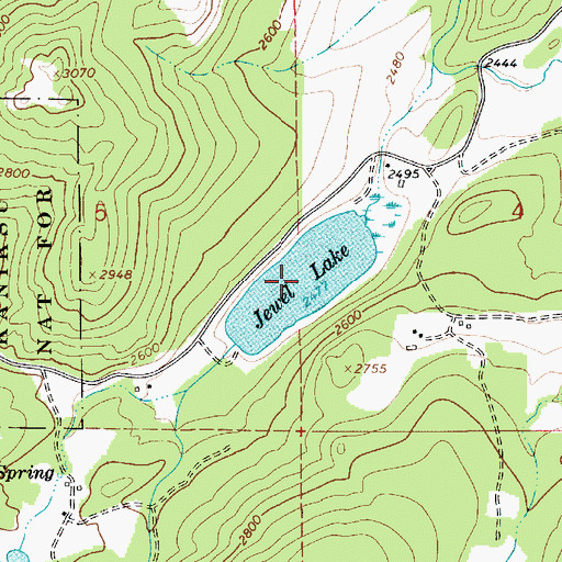Topographic Map of Jewel Lake, ID