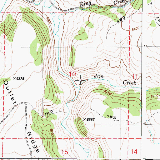 Topographic Map of Jim Creek, ID