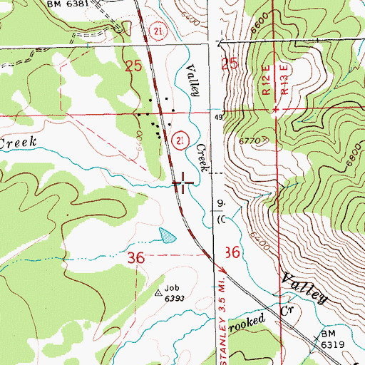 Topographic Map of Job Creek, ID
