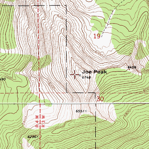 Topographic Map of Joe Peak, ID