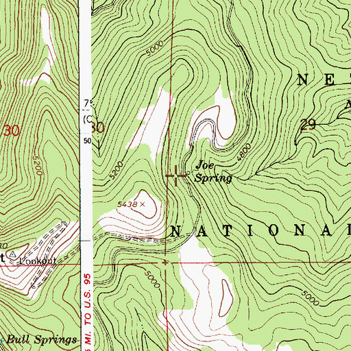 Topographic Map of Joe Spring, ID
