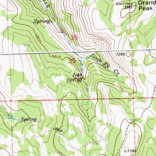 Topographic Map of Joes Spring, ID