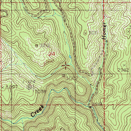 Topographic Map of John Creek, ID