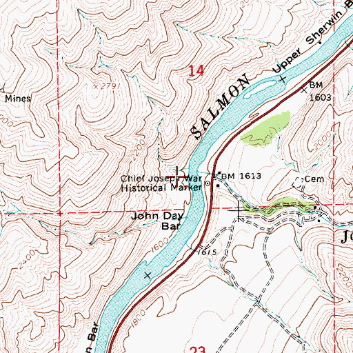 Topographic Map of John Day Creek, ID