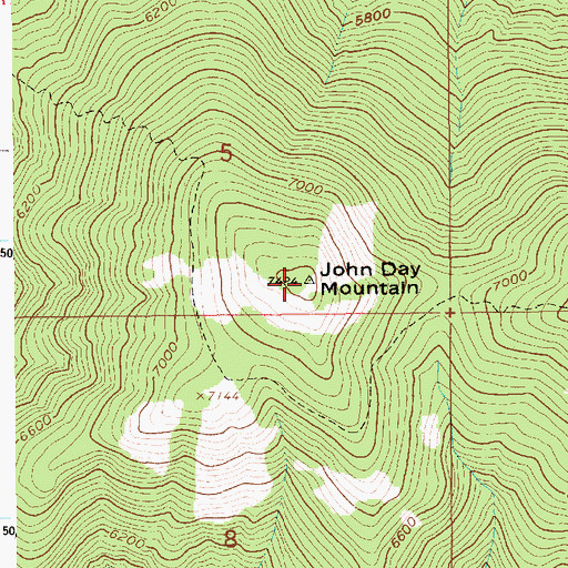 Topographic Map of John Day Mountain, ID