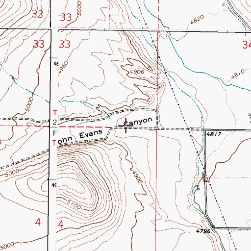 Topographic Map of John Evans Canyon, ID