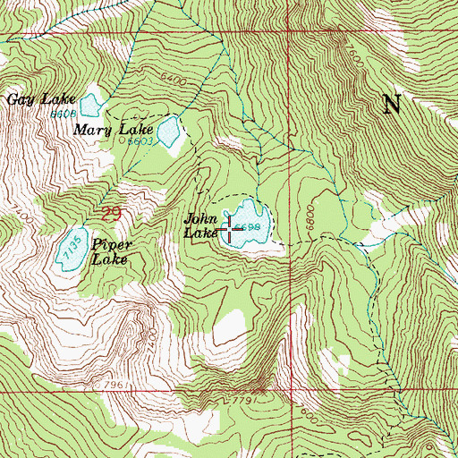 Topographic Map of John Lake, ID