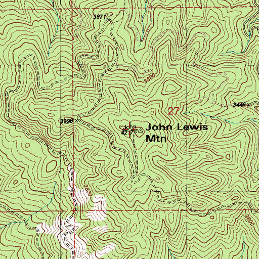 Topographic Map of John Lewis Mountain, ID