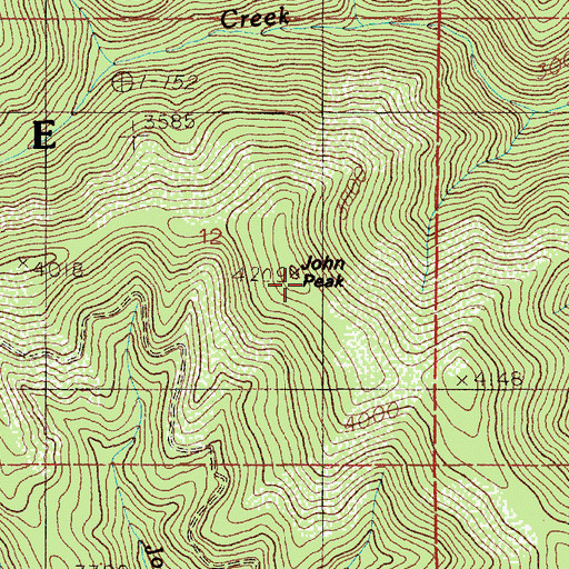 Topographic Map of John Peak, ID