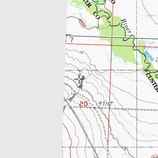 Topographic Map of John Short Springs, ID