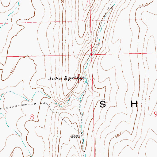 Topographic Map of John Spring, ID