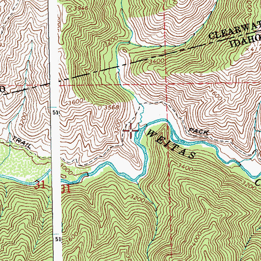 Topographic Map of Johnagan Creek, ID