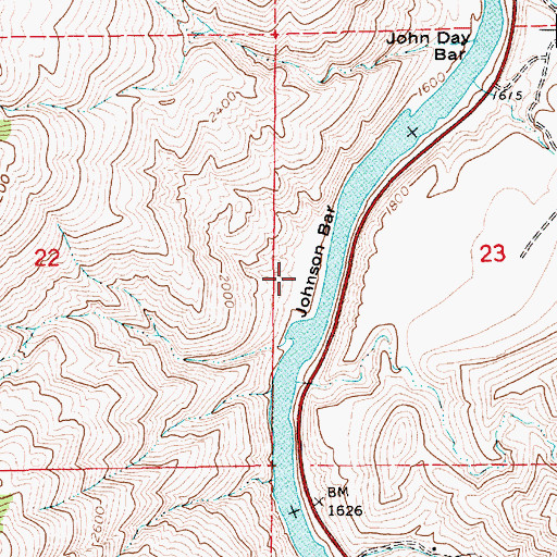 Topographic Map of Johnson Bar, ID