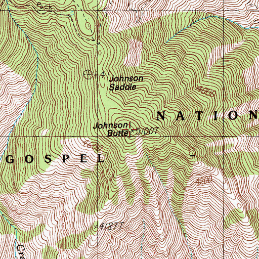 Topographic Map of Johnson Butte, ID