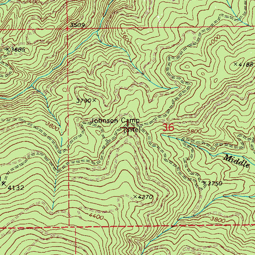 Topographic Map of Johnson Camp, ID