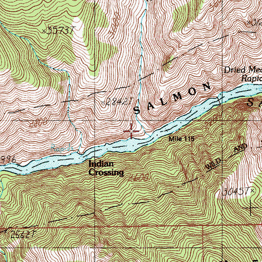 Topographic Map of Johnson Creek, ID