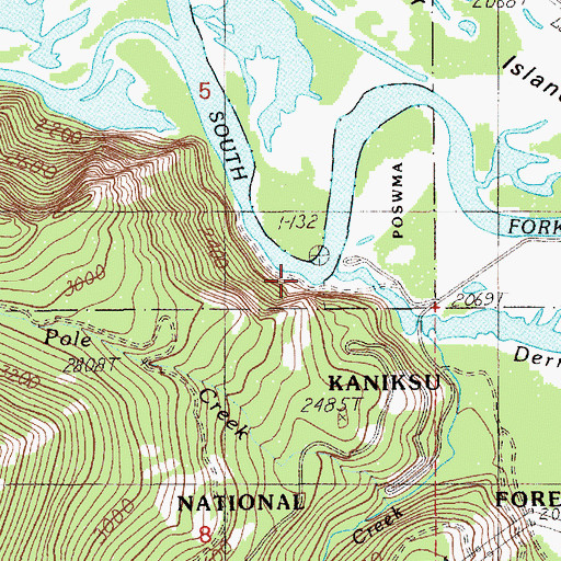 Topographic Map of Johnson Creek, ID