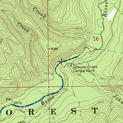 Topographic Map of Johnson Creek, ID