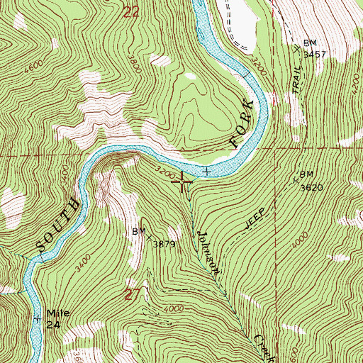 Topographic Map of Johnson Creek, ID
