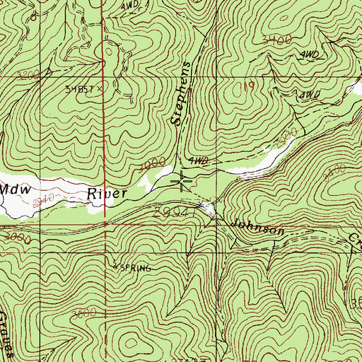 Topographic Map of Johnson Creek, ID
