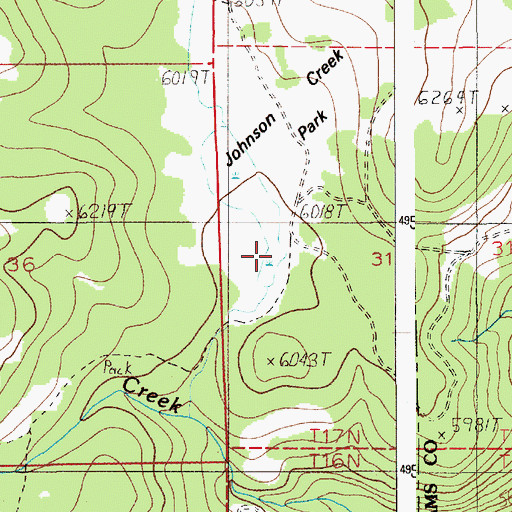 Topographic Map of Johnson Creek Park, ID