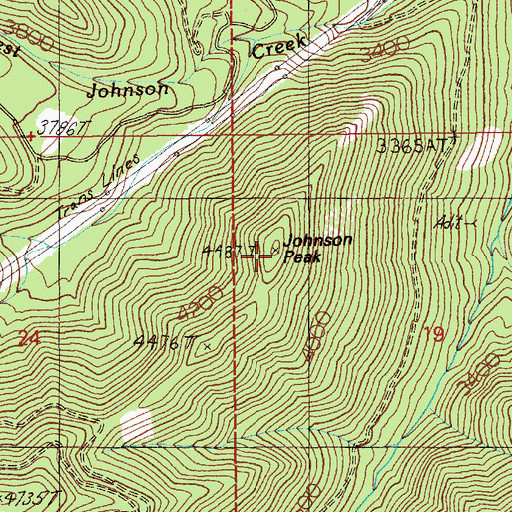 Topographic Map of Johnson Peak, ID