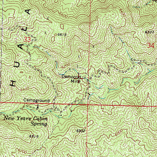 Topographic Map of Democrat Mine, AZ