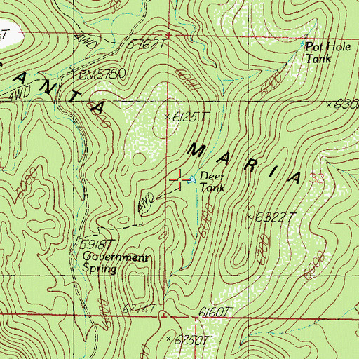 Topographic Map of Deer Tank, AZ
