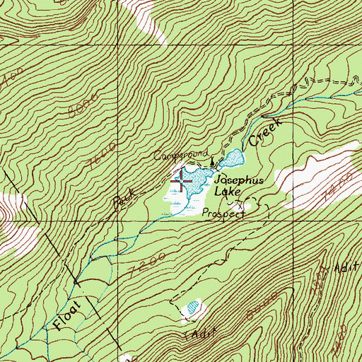 Topographic Map of Josephus Lake, ID