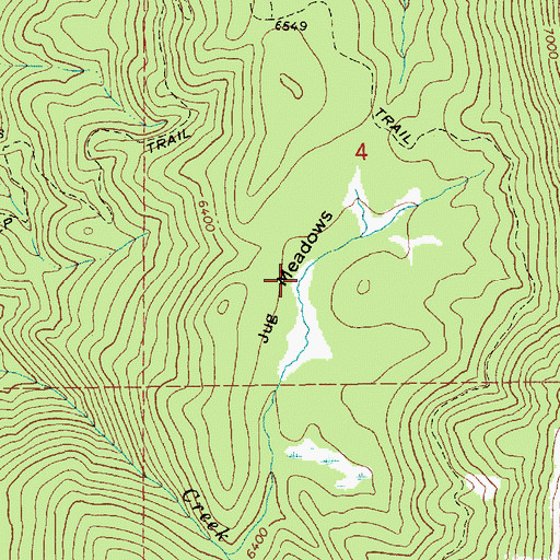 Topographic Map of Jug Meadows, ID