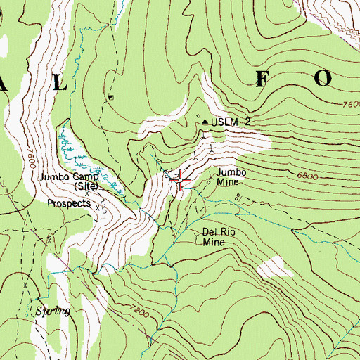 Topographic Map of Jumbo Mine, ID