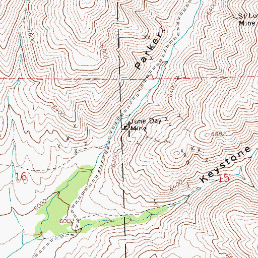 Topographic Map of June Day Mine, ID