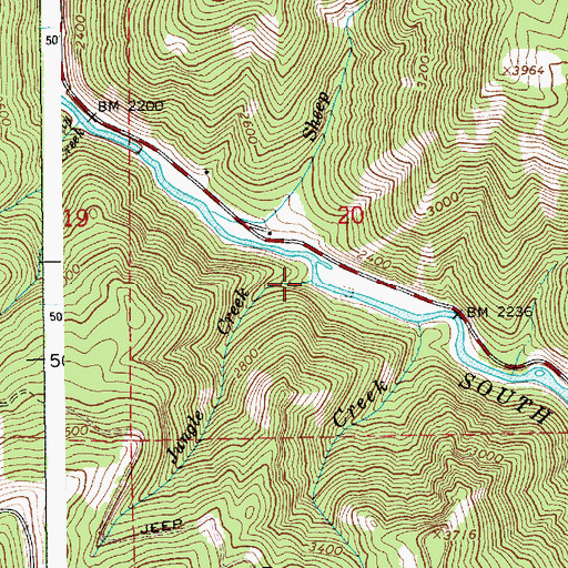Topographic Map of Jungle Creek, ID