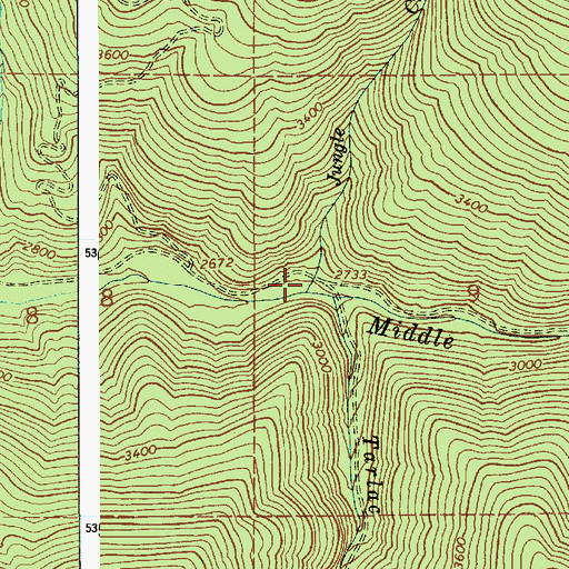Topographic Map of Jungle Creek, ID